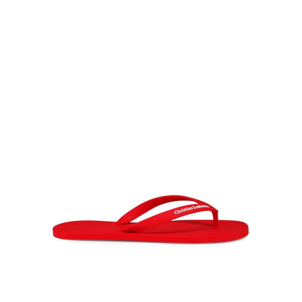Christian Louboutin Men Rubber Flip Flops With Logo